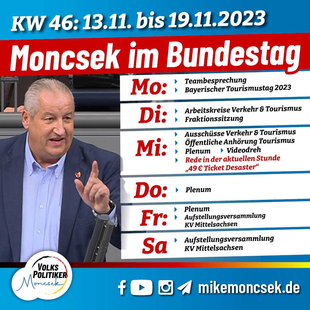 MONCSEK im Bundestag in der KW 46/2023 (13.11.-19.11.2023)