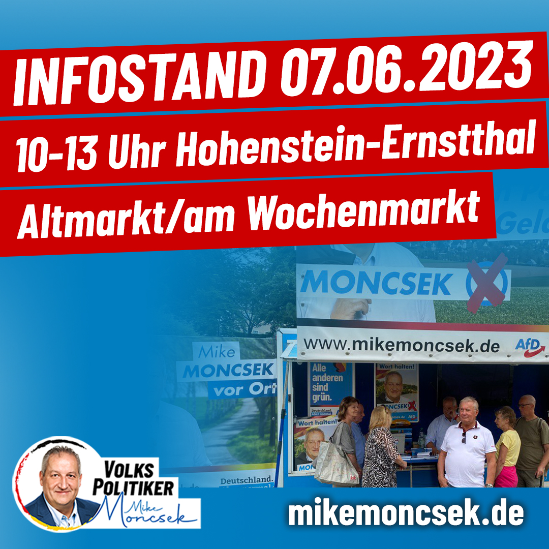 Infostand 07. Juni 2023 Altmarkt Hohenstein-Ernstthal